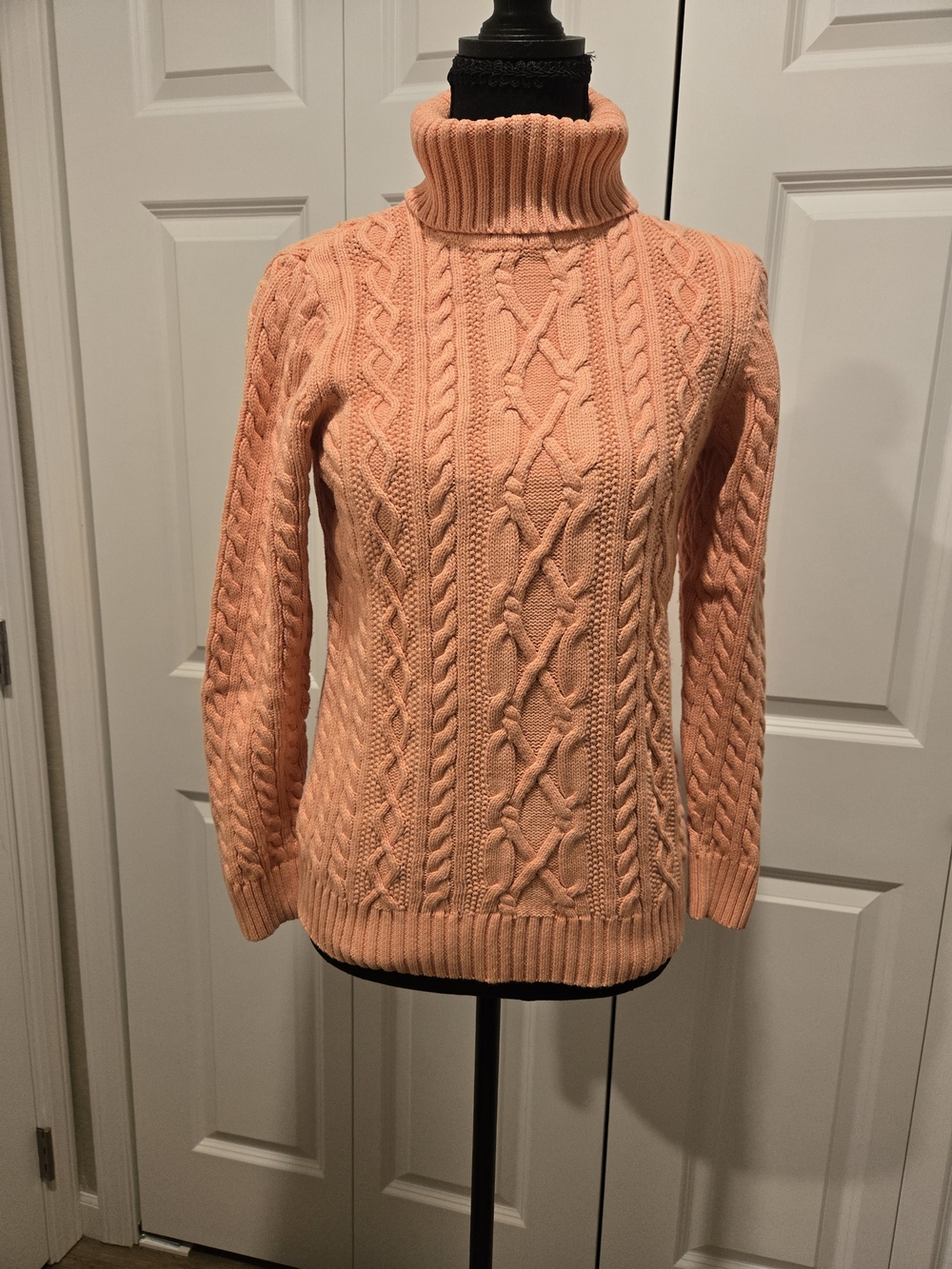 croft & barrow Peach Cable-Knit Turtleneck Sweater